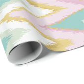 Farbenfrohe, gürtelige Kat-Zickzack Tribal-Muster Geschenkpapier (Rolleneckpunkt)