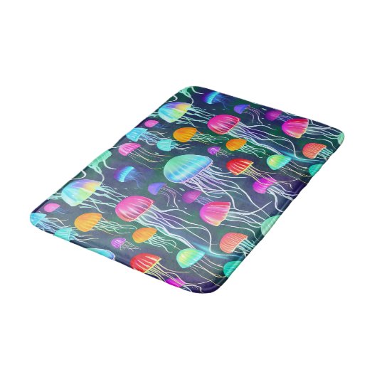 Farbenfrohe Gwer Qualle Badematte (Schrägansicht)
