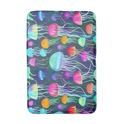 Farbenfrohe Gwer Qualle Badematte (Vorderseite Vertikal)