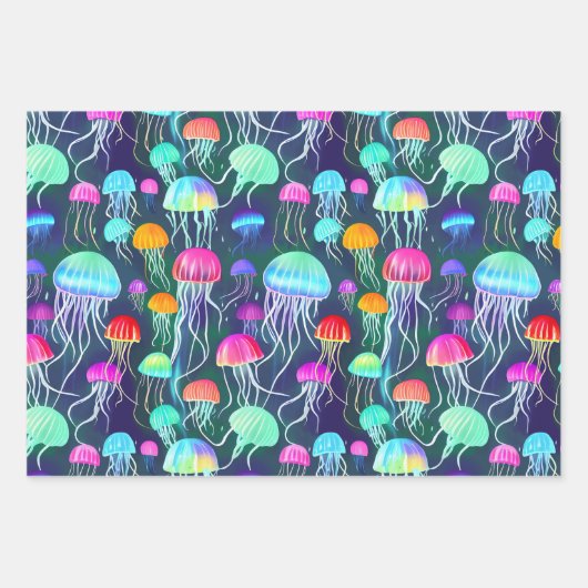 Farbenfrohe Gwer Qualle Geschenkpapier Set (Vorderseite 3)