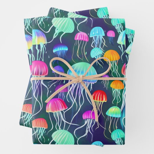 Farbenfrohe Gwer Qualle Geschenkpapier Set (Beispiel)