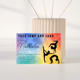 Farbenfrohe Gymnastik Mädchen Geburtstagsfeier Ein Einladung