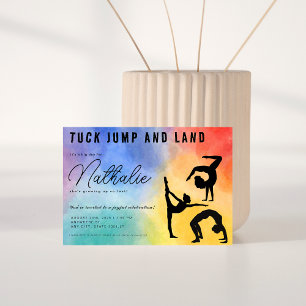 Farbenfrohe Gymnastik Mädchen Geburtstagsfeier Ein Einladung