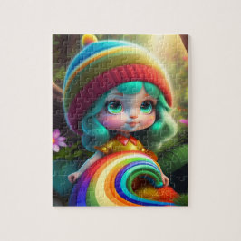 Farbenfrohe Haar Kleine Girl Puzzle