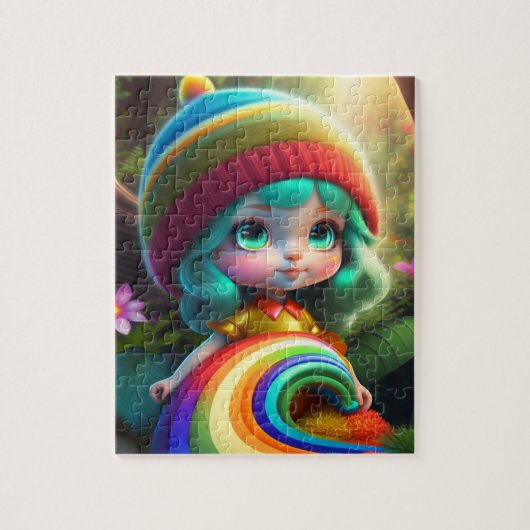 Farbenfrohe Haar Kleine Girl Puzzle (Vertikal)