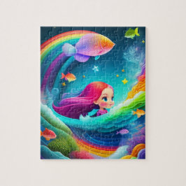 Farbenfrohe Haar Kleine Girl Puzzle