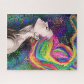 Farbenfrohe Haar Puzzle Frau - Malerei Kunst (Horizontal)