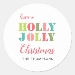 Farbenfrohe haben ein Holly Jolly Weihnachten Runder Aufkleber