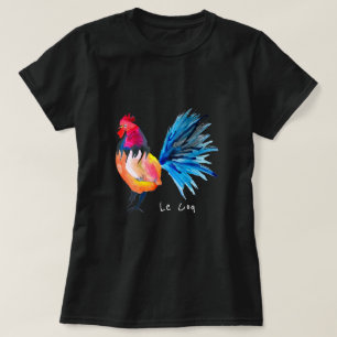 Farbenfrohe Hahn Le coq Aquarell T - Shirt