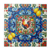 Farbenfrohe Hahn, mediterran, mosaik, Zitrone, Fliese (Vorderseite)