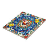 Farbenfrohe Hahn, mediterran, mosaik, Zitrone, Fliese (Seite)