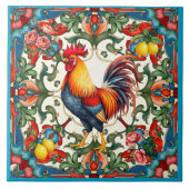 Farbenfrohe Hahn, mediterran, mosaik, Zitrone, Fliese (Vorderseite)