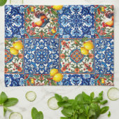 Farbenfrohe Hahn, mediterran, mosaik, Zitrone, Geschirrtuch (Gefaltet)