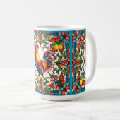 Farbenfrohe Hahn, mediterran, mosaik, Zitrone, Kaffeetasse (VorderseiteRechts)