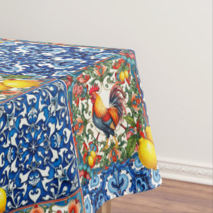 Farbenfrohe Hahn, mediterran, mosaik, Zitrone, Tischdecke