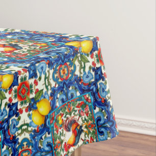 Farbenfrohe Hahn, mediterran, mosaik, Zitrone, Tischdecke