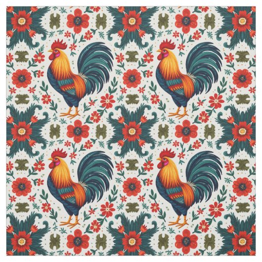 Farbenfrohe Hahn Stoff (Muster)