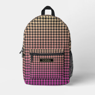 Farbenfrohe Hahnentrittmuster-rosa bis gelb-gelb-s Bedruckter Rucksack