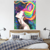 Farbenfrohe Hair Frau Canvas Print - Malerei Art Leinwanddruck (Insitu (Schlafzimmer))