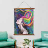 Farbenfrohe Hair Woman Hanging Tapestry - Malerei