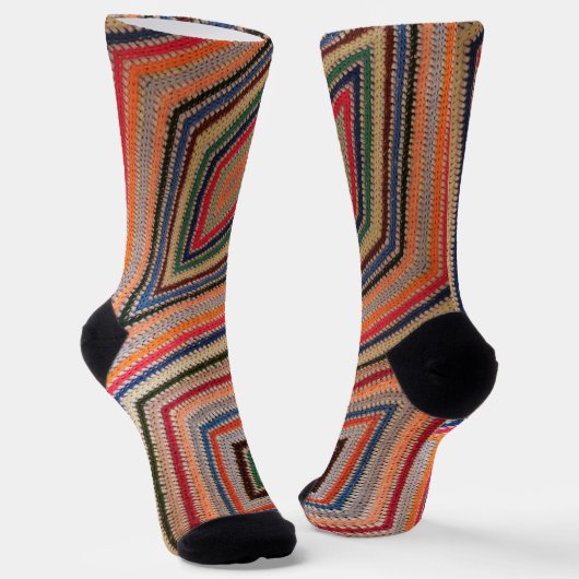 Farbenfrohe Häkelquadrate drucken Socken (Gewinkelt)