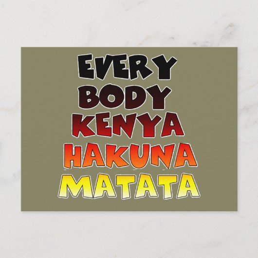 Farbenfrohe Hakuna Matata: Eine Kenyan-Feier Postkarte (Vorderseite)