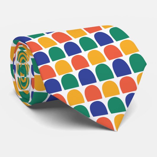 Farbenfrohe Halbkreisgeometrie Krawatte (Gerollt)
