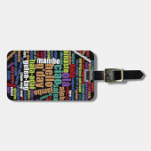 Farbenfrohe Hallo in vielen Sprachen Word Cloud Gepäckanhänger (Vorderseite horizontal)