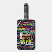 Farbenfrohe Hallo in vielen Sprachen Word Cloud Gepäckanhänger (Rückseite vertikal)