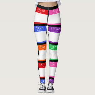 Farbenfrohe Hallo mein Name ist Leggings