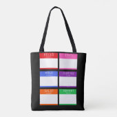 Farbenfrohe Hallo mein Name ist Tasche (Rückseite)