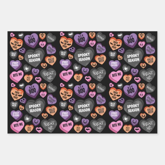 Farbenfrohe Halloween-Bonbons Geschenkpapier Set (Vorderseite)
