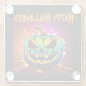 Farbenfrohe Halloween-Creepy Pumpkin Black Glasuntersetzer (Rückseite)