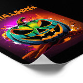 Farbenfrohe Halloween-Creepy Pumpkin Black Poster (Ecke)
