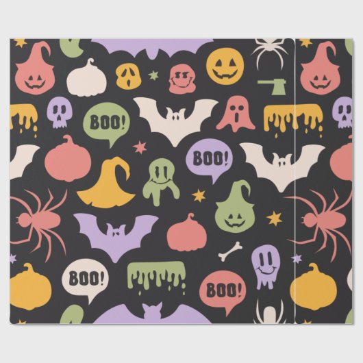 Farbenfrohe Halloween-Hintergrundezitat oder -Beha Geschenkpapier (Flach)