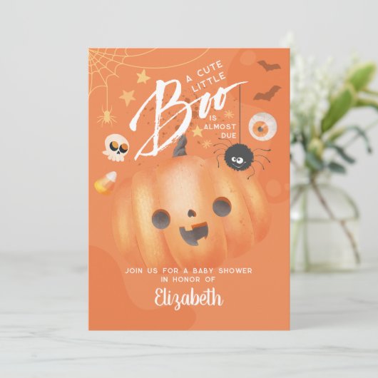 Farbenfrohe Halloween-Kinderdusche Einladung (Stehend Vorderseite)