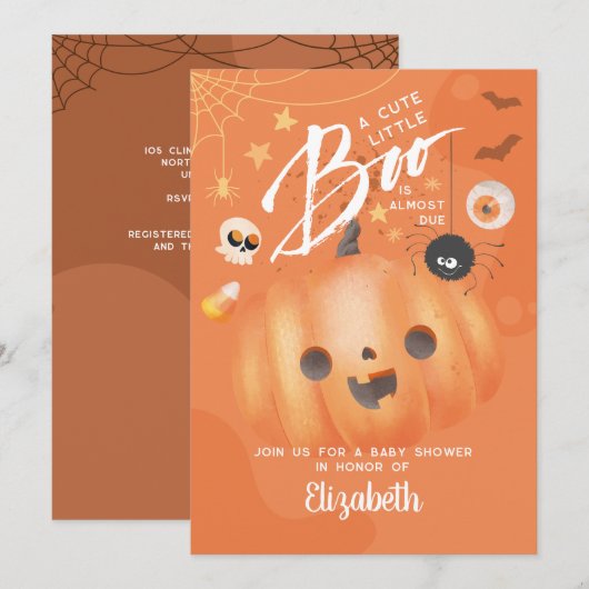 Farbenfrohe Halloween-Kinderdusche Einladung (Vorne/Hinten)