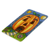 Farbenfrohe Halloween-Magnet mit einem Kürbis und  Magnet (Linke Seite)