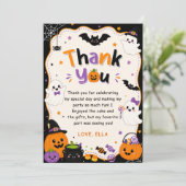 Farbenfrohe Halloween-Party Danke Karte (Stehend Vorderseite)