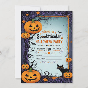 Farbenfrohe Halloween-Party-Einladung – Gruseliger Einladung