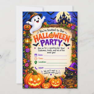 Farbenfrohe Halloween-Party-Einladung – Spass am G Einladung
