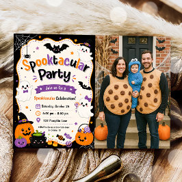 Farbenfrohe Halloween-Spooktacular-Party-Foto Einladung