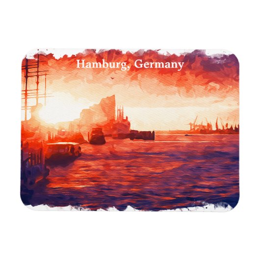 Farbenfrohe Hamburg Germany Port City Travel Magnet (Horizontal)