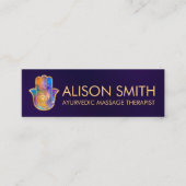 Farbenfrohe Hamsa Hand Energy Spiral Mini Visitenkarte (Vorderseite)