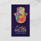 Farbenfrohe Hamsa Hand Energy Spiral Visitenkarte (Vorderseite)