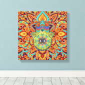 Farbenfrohe Hamsa Hand - Hand Fatima Leinwanddruck (Insitu (Holzboden))