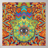 Farbenfrohe Hamsa Hand - Hand Fatima Poster (Vorne)