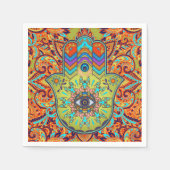 Farbenfrohe Hamsa Hand - Hand Fatima Serviette (Vorderseite)