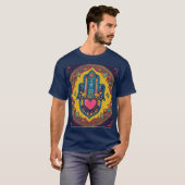 Farbenfrohe Hamsa Heftaufkleber Design T - Shirt (Vorne ganz)