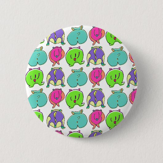 Farbenfrohe Hamster-Hintern-Muster Button (Vorderseite)
